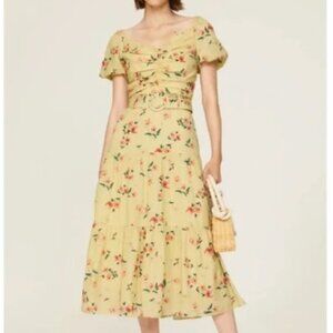 Paloma Blue Evie Yellow Floral Off-Shoulder Dress, size Medium